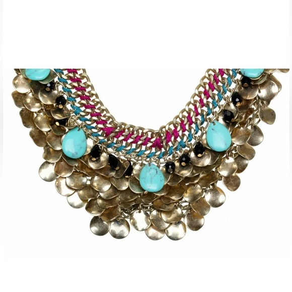 ZOE + SYD BIB Mixed Media Turquoise Necklace NWT - Picture 2 of 5